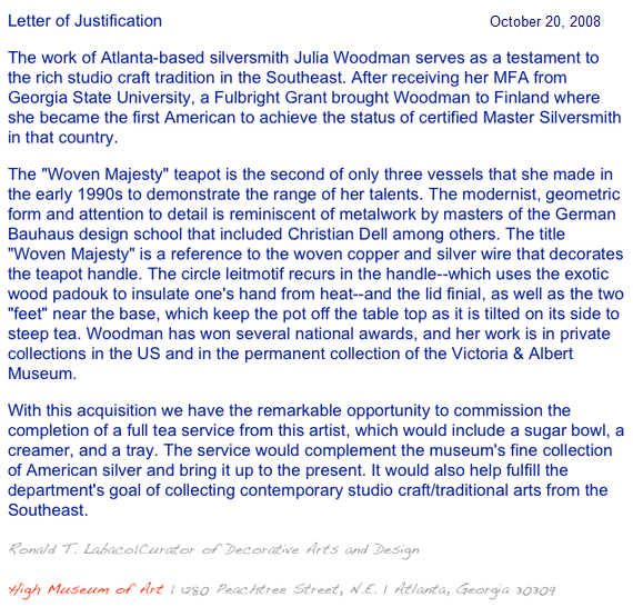 Letter of Justification – JuliaWoodman.com
